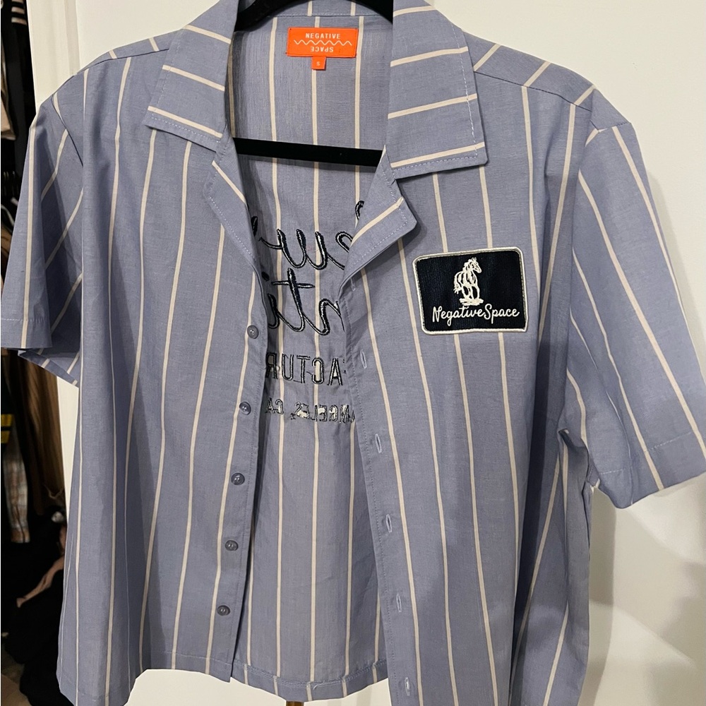 Blue Striped Casual Men's Shirt